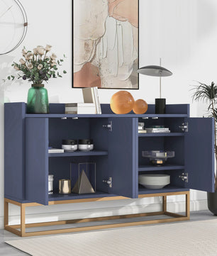 Modern Dressoir met 4 Deuren en Handgreep-loos Design - Wit, Zwart of Blauw