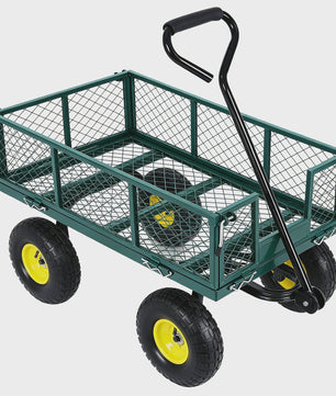 Zware Stalen Tuinwagen 900LBS - 2-in-1 Convertible Transportkar met 10" All-Terrain Wielen & Verstelbare Handgreep