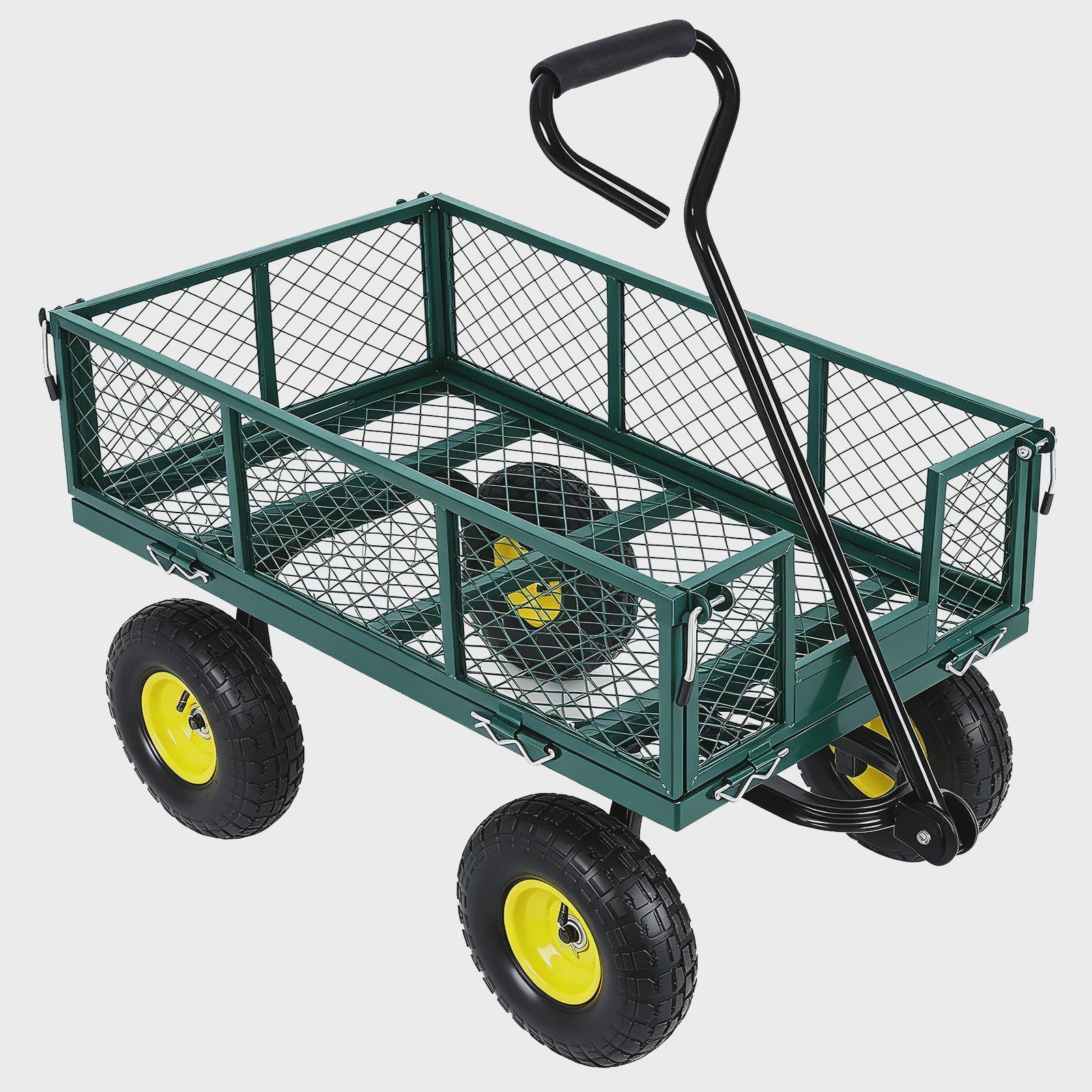 Zware Stalen Tuinwagen 900LBS - 2-in-1 Convertible Transportkar met 10" All-Terrain Wielen & Verstelbare Handgreep