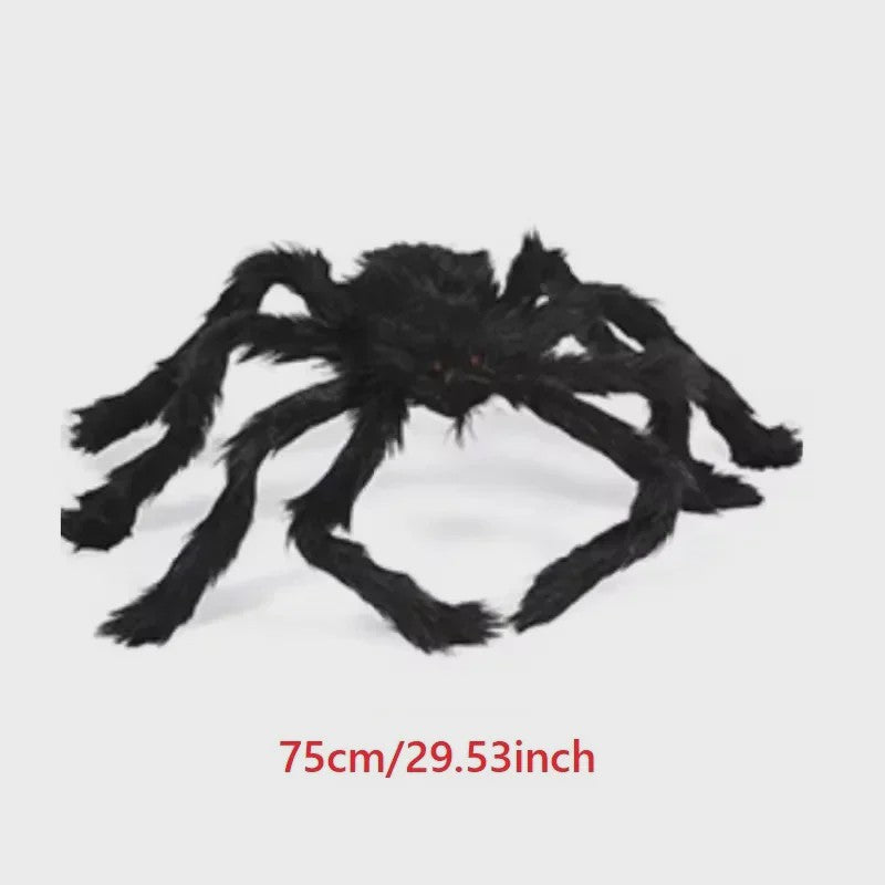 Enorme Zwarte Pluche Spin - Halloween Decoratie 30-200cm