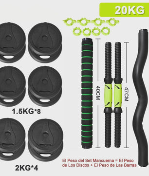 Verstelbare Dumbbell Set 10-40kg met Verbindingsstang - Complete Home Gym Krachttraining