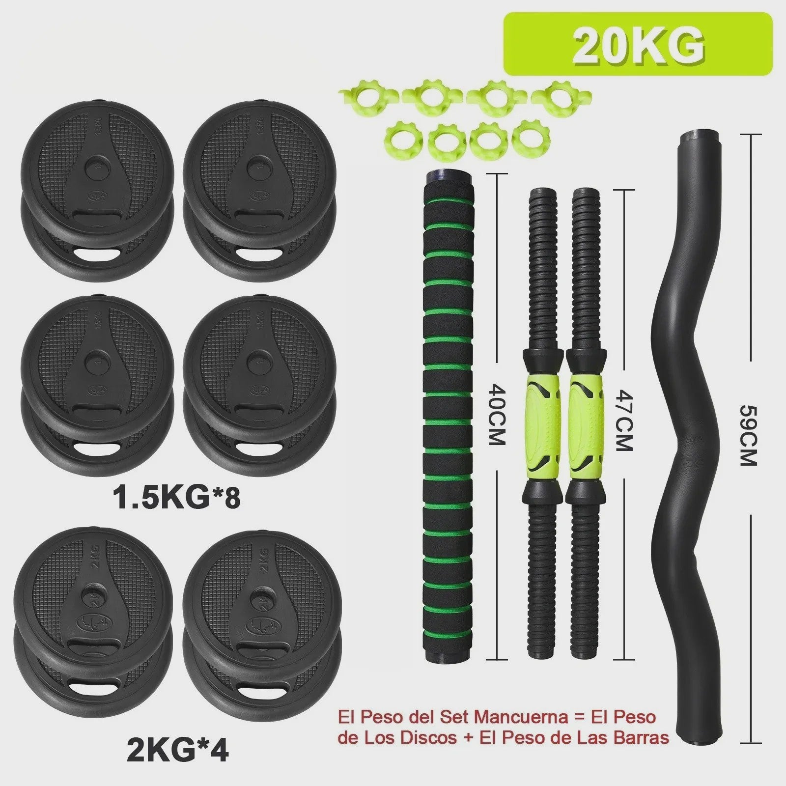 Verstelbare Dumbbell Set 10-40kg met Verbindingsstang - Complete Home Gym Krachttraining