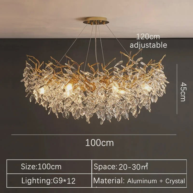 Luxe Gouden Kristallen LED Kroonluchter - Plafondlamp & Hanglamp voor Woonkamer, Eetkamer, Slaapkamer