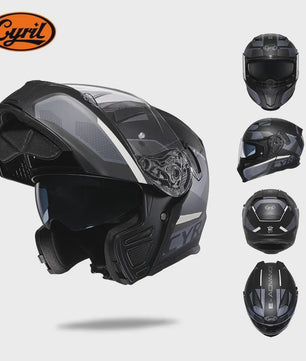 Cyril Motorcross Flip-Up Helm - Volledig Gelaatsmasker met Breed Helder Vizier & DOT Keurmerk