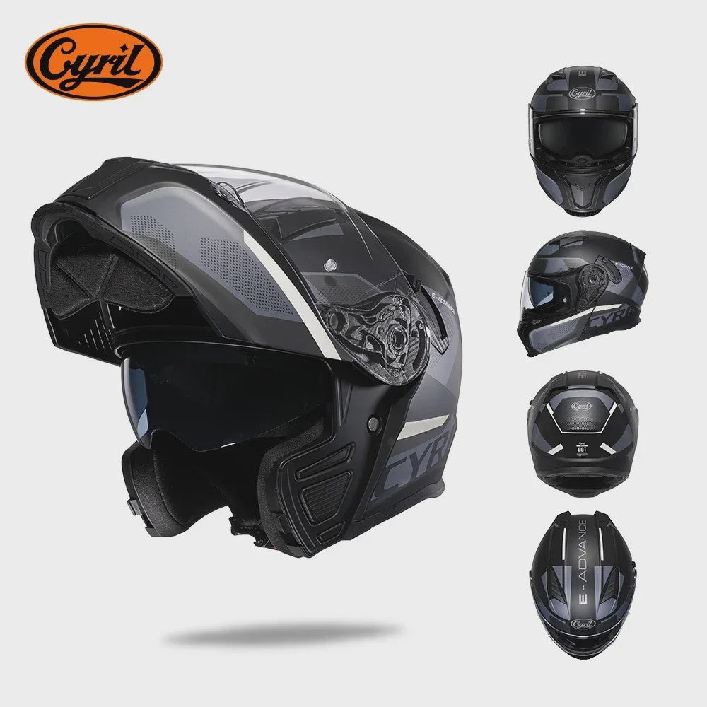 Cyril Motorcross Flip-Up Helm - Volledig Gelaatsmasker met Breed Helder Vizier & DOT Keurmerk