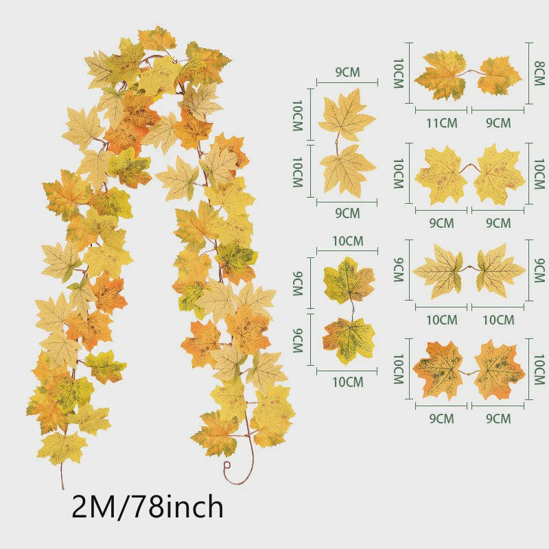 200cm Herfst Esdoornblad Slinger met Kunstbladeren - Decoratie voor Huis, Tuin, Halloween