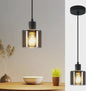 Vintage Glazen Hanglamp Zwart - Retro Industriële Stijl E27 Fitting
