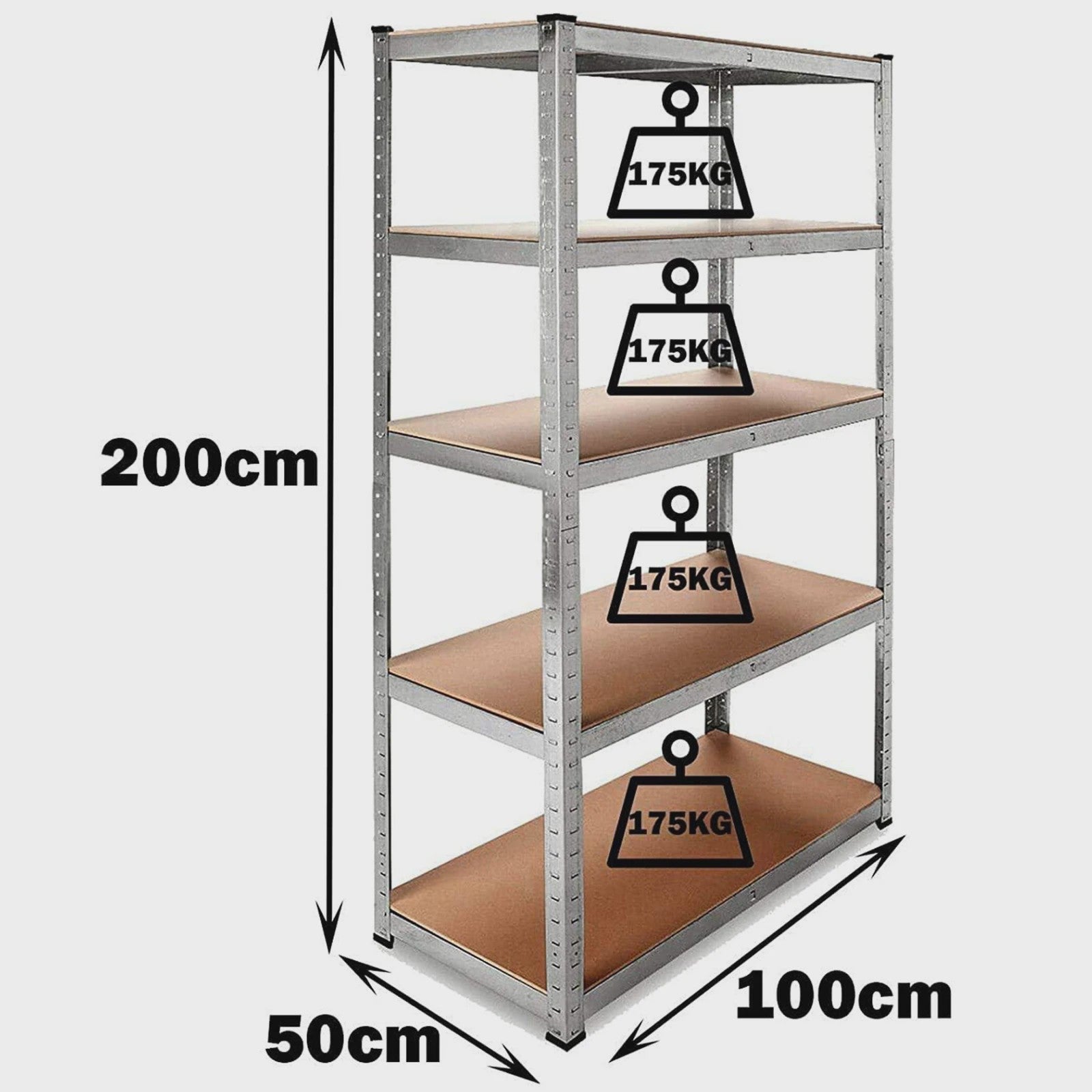 Robuust Metalen Stellingkast 5-Laags - Verstelbaar, Boutloos, 875KG Draagvermogen - Ideaal voor Garage & Werkplaats