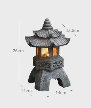 Chinese Pagode Solar Tuinlamp - Zen Stijl Steen Lantaarn voor Buiten