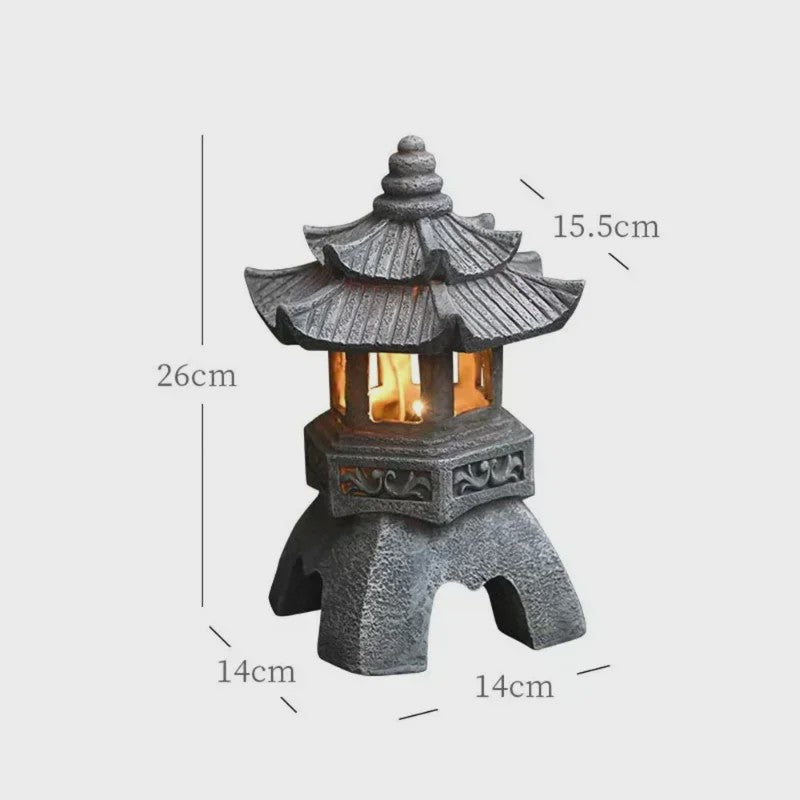 Chinese Pagode Solar Tuinlamp - Zen Stijl Steen Lantaarn voor Buiten