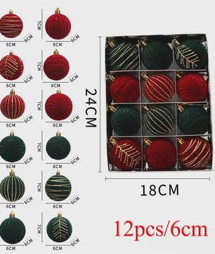 Kerstballen 6cm - Set van 12/16 Stuks - Wijnrood & Goud - Fluweelzacht & Feestelijk