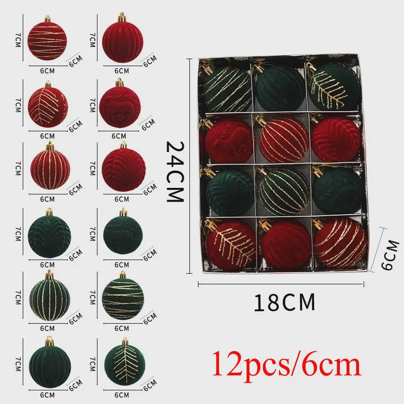 Kerstballen 6cm - Set van 12/16 Stuks - Wijnrood & Goud - Fluweelzacht & Feestelijk
