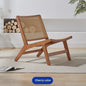 Luxe Fauteuil van Massief Hout en Rotan - Stijlvolle Relaxstoel voor Woonkamer of Balkon