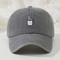 Retro Gewassen Baseball Cap met Koffiekopje Borduurwerk - Verstelbaar & Casual