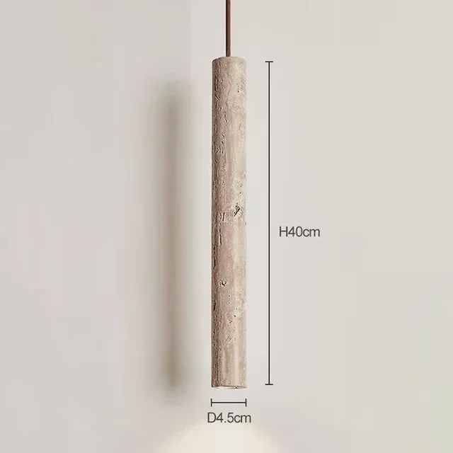 Stijlvolle Cilinder Hanglamp van Travertin Steen - LED Plafondlamp voor Slaapkamer, Eettafel & Keuken