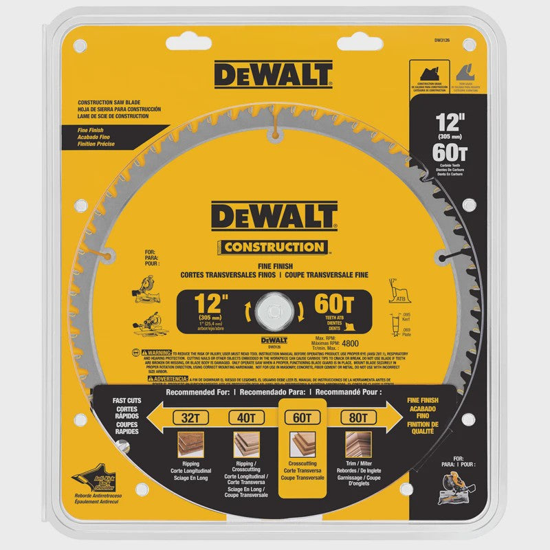 DEWALT Hardmetalen Zaagbladen voor Hout - 216/254/305MM - 40/60/80T