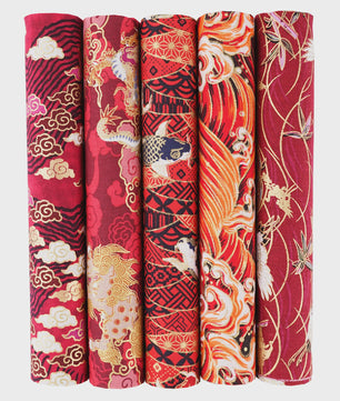 5x Japanse Katoen Stofjes Bundel - 25x25cm of 50x50cm - Patchwork & Quilt