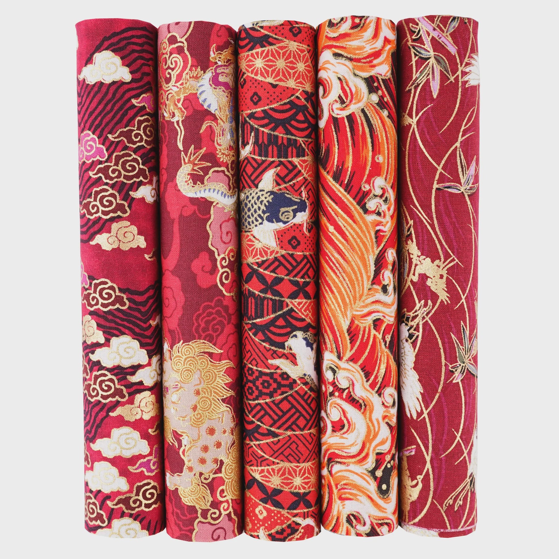 5x Japanse Katoen Stofjes Bundel - 25x25cm of 50x50cm - Patchwork & Quilt