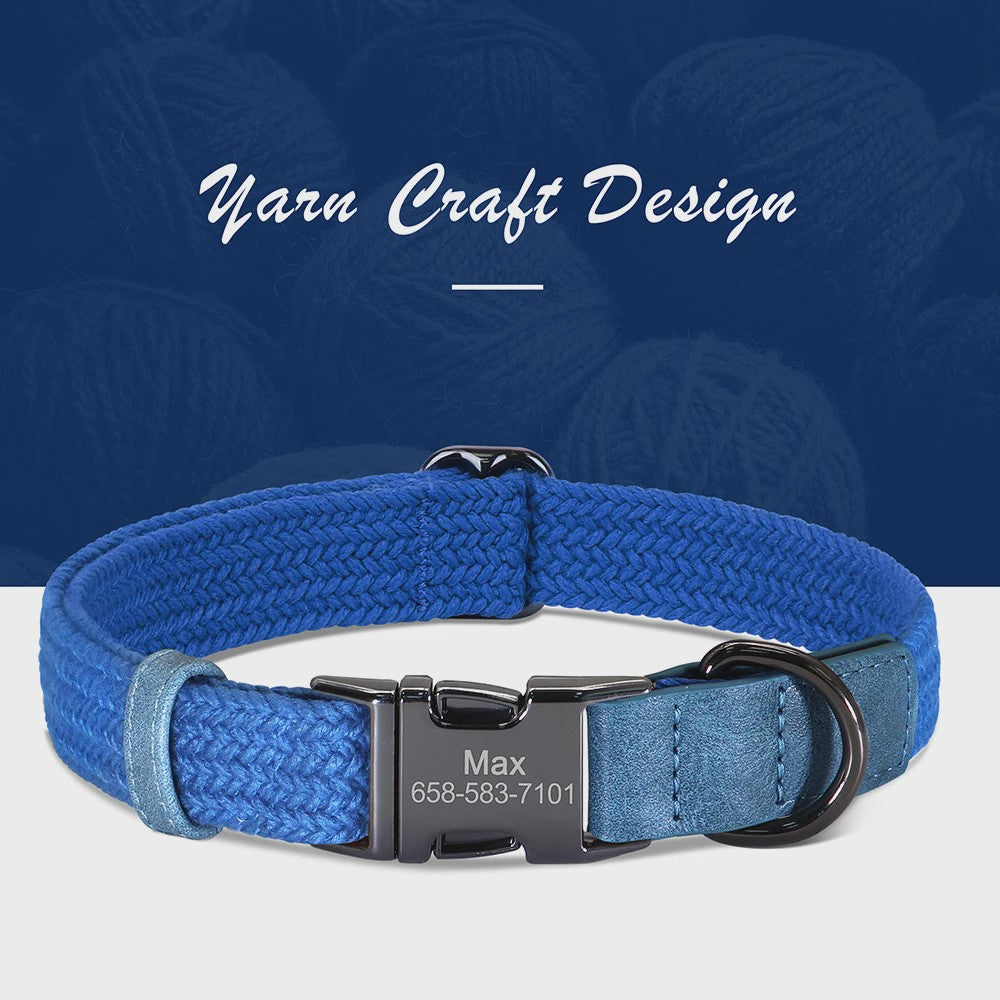 Gepersonaliseerde Hondenhalsband met Naam Gravering - Duurzaam Nylon, Verstelbaar voor Kleine tot Grote Honden