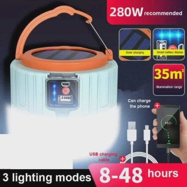 Draagbare Solar LED Camping Lantaarn met USB Opladen & Afstandsbediening