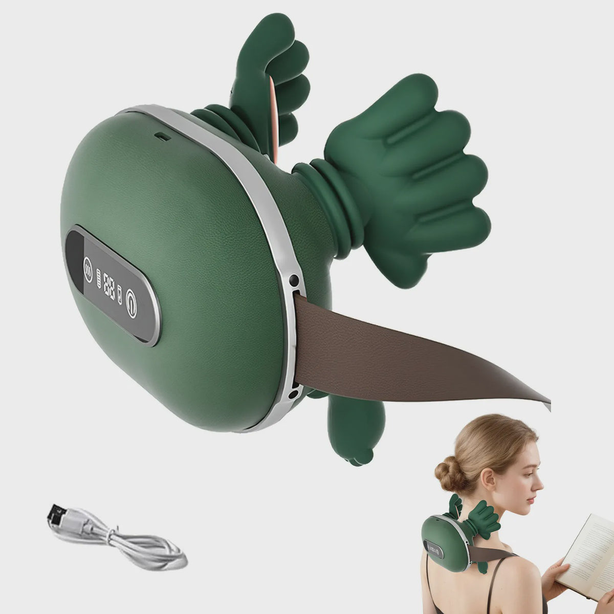 Draadloze Nek- en Schoudermassager met Verwarmingsfunctie & 3 standen - USB Oplaadbaar