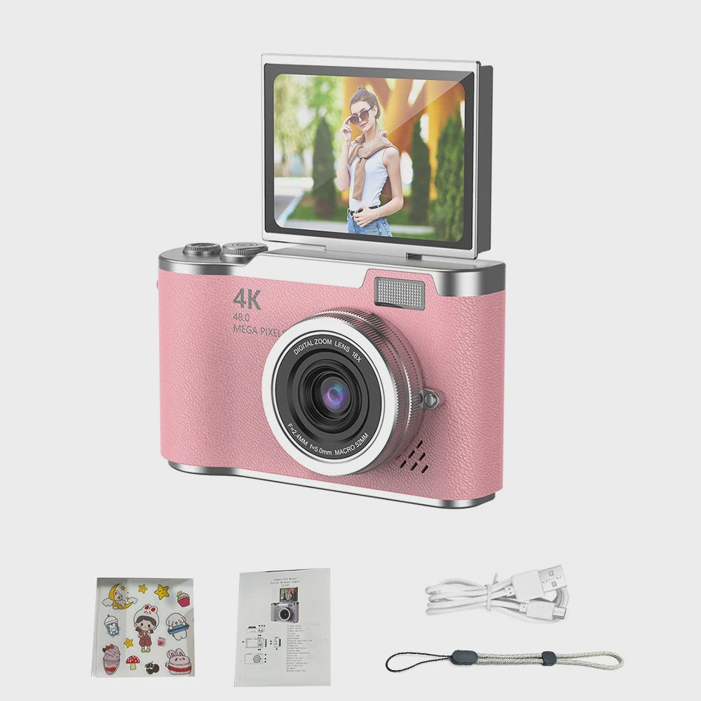 4K Digitale Camera met 48MP, 8x Zoom & Flip Screen - Ideaal voor Studenten