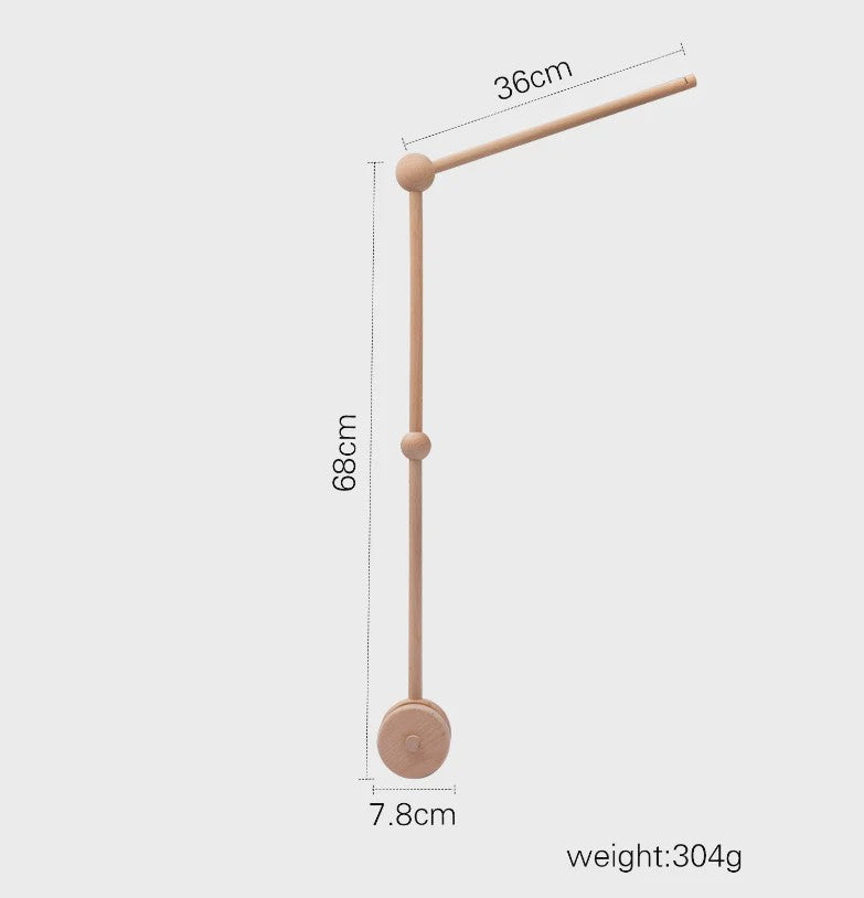 Houten Baby Mobiel met Muziekdoosje & Rammelaar - Speelgoed voor wieg & ledikant (0-12 maanden)