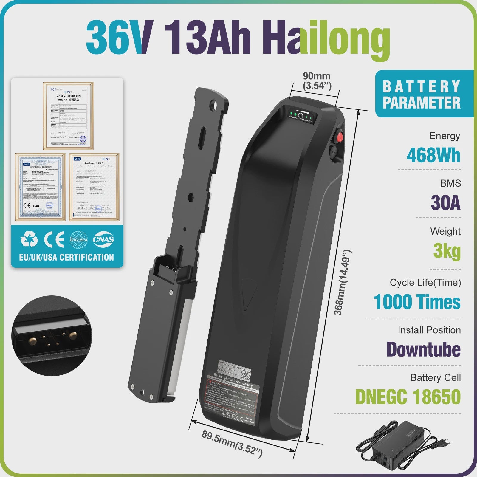 Varstrom E-bike Batterij 36V/48V/52V - Krachtige Lithium Accu met 40A BMS & Lange Levensduur