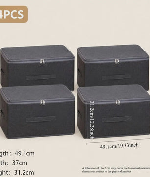 4x Opvouwbare Stoffen Opbergdozen met Deksel en Handvatten - Grote Capaciteit