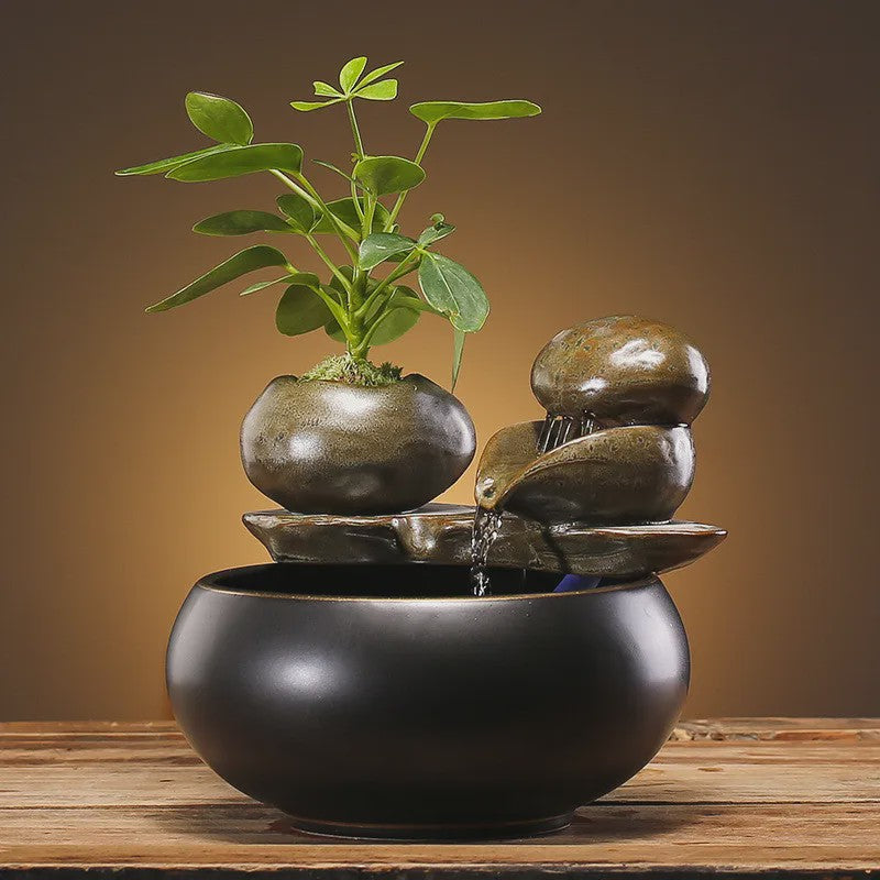 Keramische Fontein voor Katten en Huisdieren - Zen Decoratie met Waterval Effect