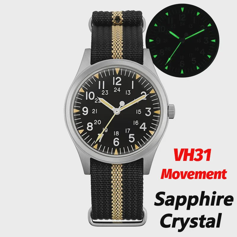 Militado ML07 Vintage Herenhorloge - 36mm Quartz met Bubble Crystal & AR Coating