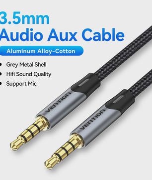 Vention 3.5mm Jack Audio Kabel - Male naar Male Aux Kabel voor Telefoon, Auto, Koptelefoon & Speaker