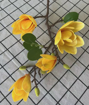 Zijden Magnolia Boeket - Kunstbloemen voor Bruiloft, Decoratie & DIY