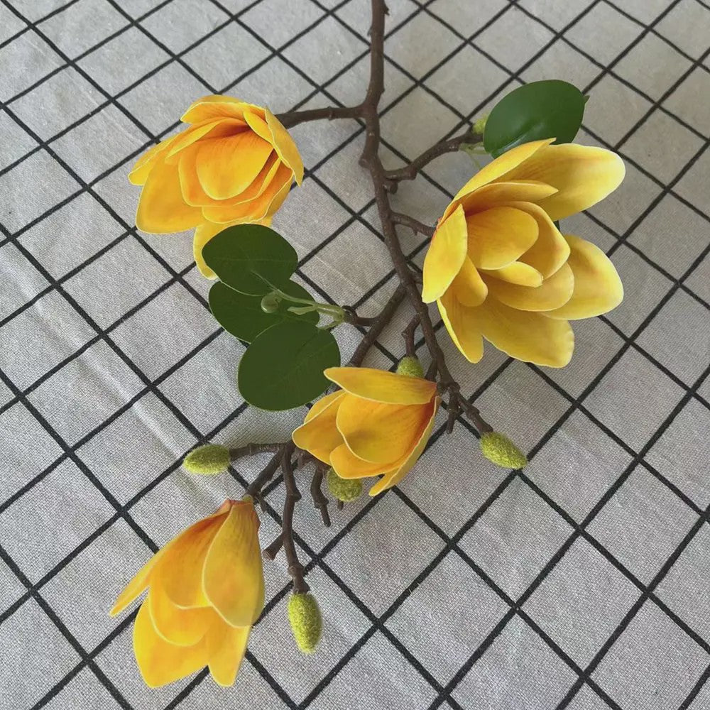 Zijden Magnolia Boeket - Kunstbloemen voor Bruiloft, Decoratie & DIY
