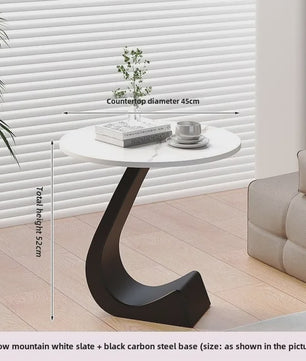 Luxe Ronde Bijzettafel met Rock Slab Look - Modern Design voor Woonkamer & Slaapkamer