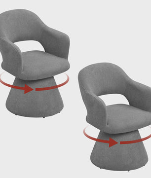 Draaibare eetkamerstoel met hoge rugleuning en linnen bekleding - Beige