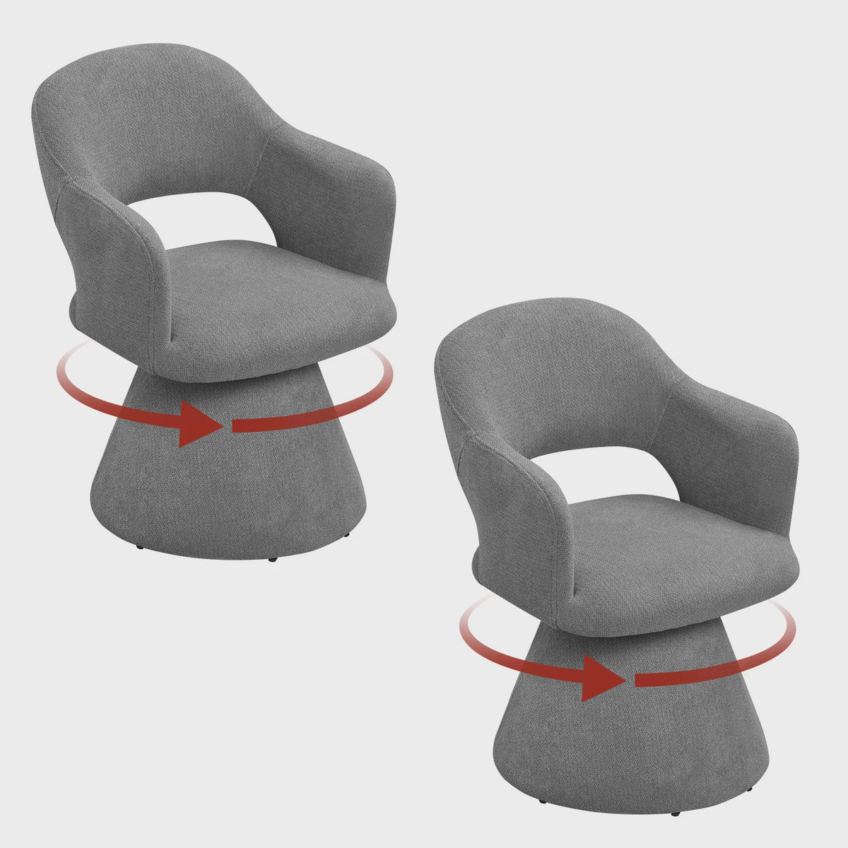 Draaibare eetkamerstoel met hoge rugleuning en linnen bekleding - Beige