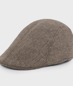 Herfst Winter Heren Flat Cap Wol Blend - Klassieke Baker Boy Pet met Visgraatpatroon