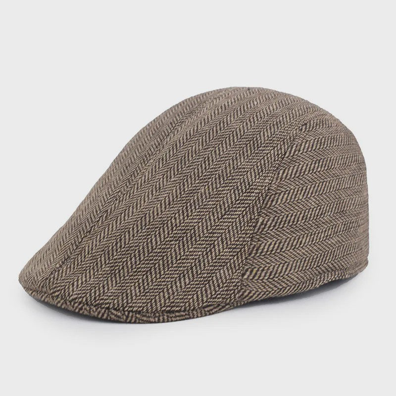 Herfst Winter Heren Flat Cap Wol Blend - Klassieke Baker Boy Pet met Visgraatpatroon