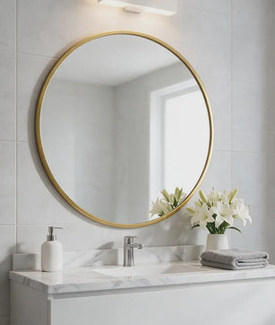 Anajqaqia Ronde Wandspiegel 75 cm - Goudkleurig Aluminium Frame, Veiligheidsglas