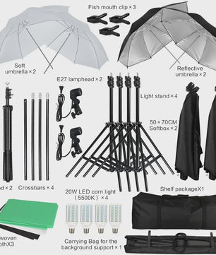 Professionele Fotostudio Softbox Verlichtingskit met Achtergrondframe en Backdrops