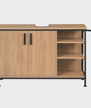 EUGAD Onderbouw Wastafelmeubel met Handdoekhouder - 90x30x60 cm - Houtkleur