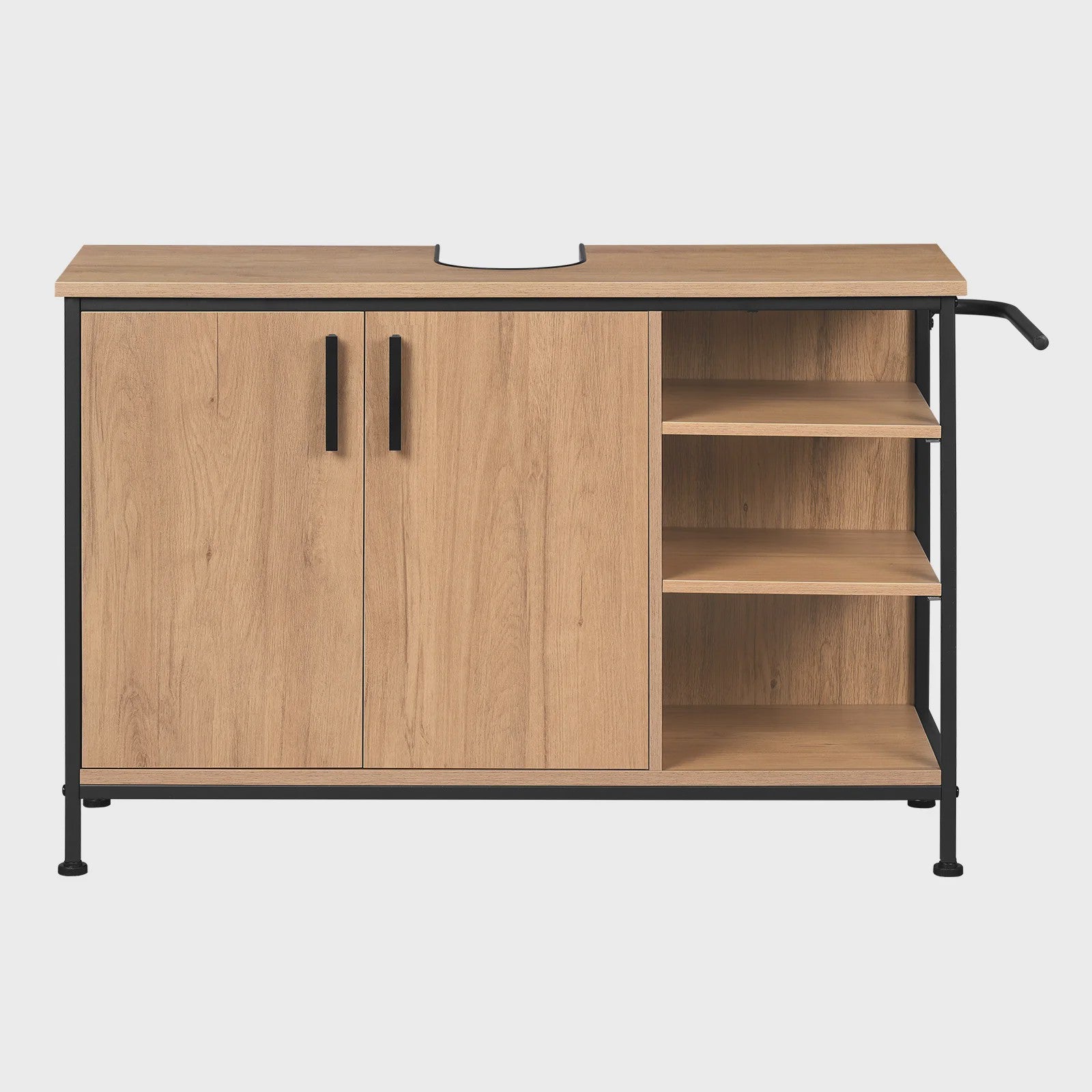 EUGAD Onderbouw Wastafelmeubel met Handdoekhouder - 90x30x60 cm - Houtkleur