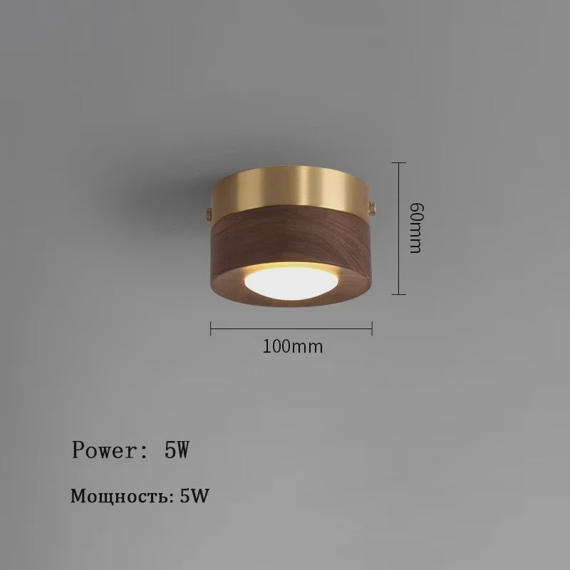 Moderne Houten Plafondlamp met LED - Essenhout & Walnoot - Sfeervolle Verlichting voor Hal, Woonkamer, Portiek