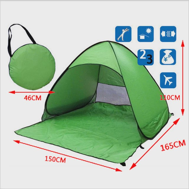 Automatische Pop-Up Strandtent UPF50+ - Snel Opzetbaar Zonnescherm voor Strand, Camping & Vissen
