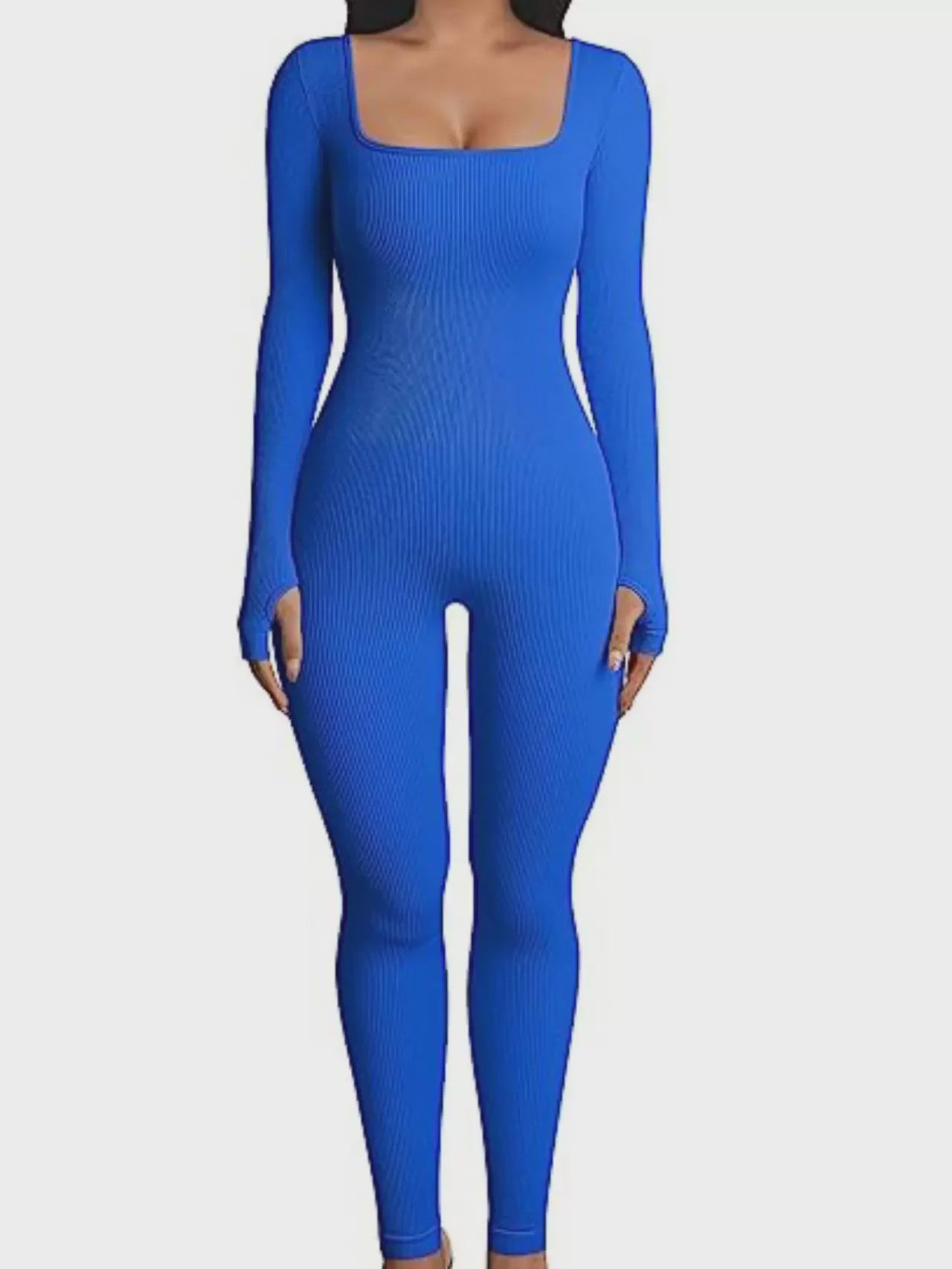 Ribbel Jumpsuit Dames - Naadloos Seamless Sport Bodysuit met Lange Mouwen