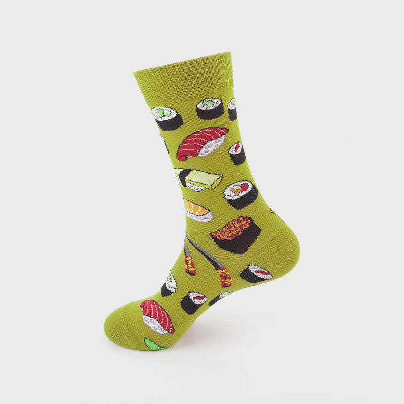 Unisex Katoenen Sokken met Vrolijke Fruit, Dieren & Kunst Prints - Hip Hop & Skateboard Stijl