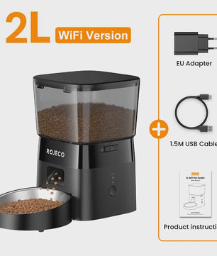 ROJECO Automatische Hond & Kat Voerbak met WIFI Bediening - 2L Capaciteit