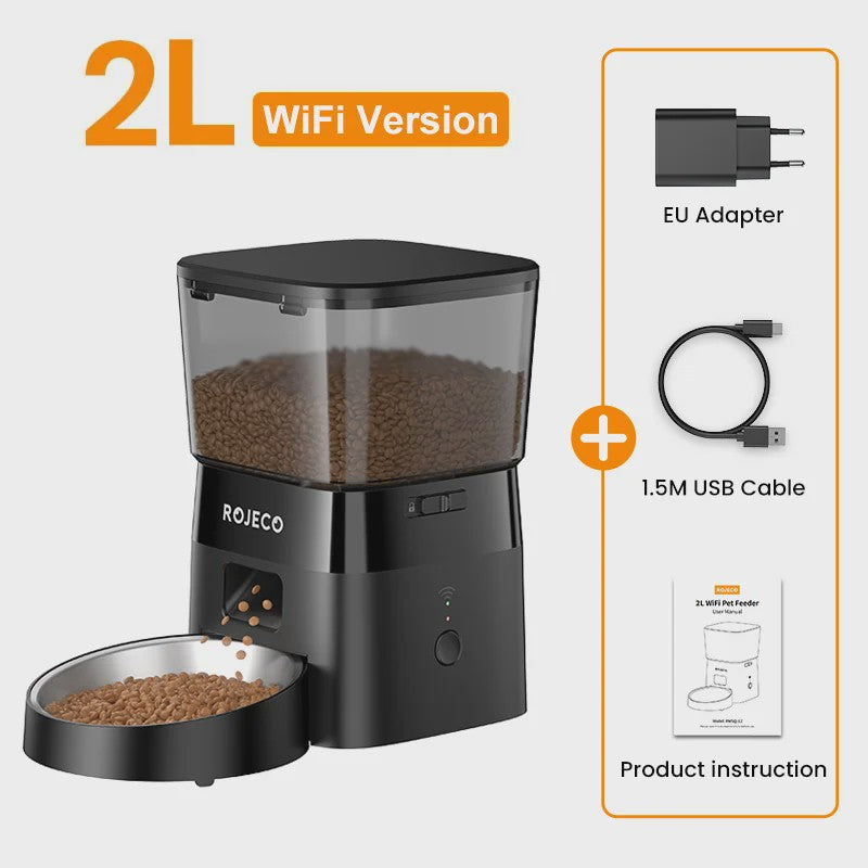 ROJECO Automatische Hond & Kat Voerbak met WIFI Bediening - 2L Capaciteit