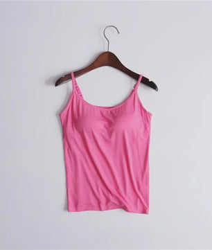 Dames Top met Ingebouwde Beha - Comfortabele Camisole Tanktop met Verstelbare Bandjes